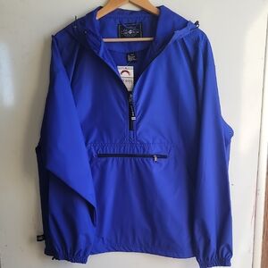 Charles River Apparel Blue Windbreaker Hooded Jacket, Royal Blue, Sz Large, NWT